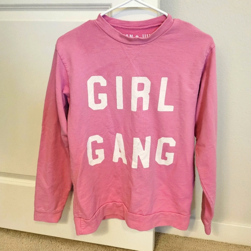 Jean & June super cute Girl Gang bubnlegum pink sweatshirt size Small